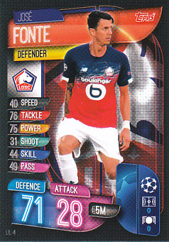 Jose Fonte LOSC Lille 2019/20 Topps Match Attax CL #LIL4